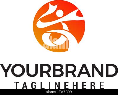 people sport logo design concept template vector Stock Vector