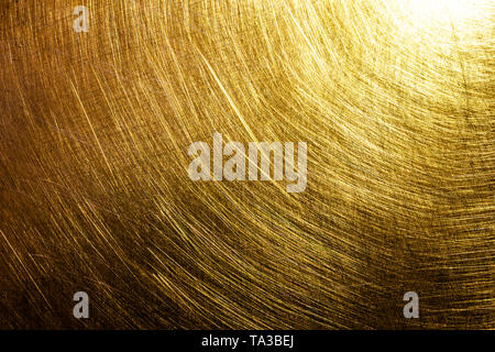 flat brushed brass texture with random pattern and light reflection Stock Photo