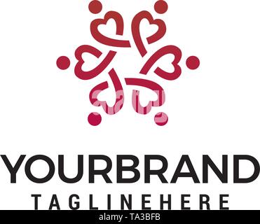 people heart logo design concept template vector Stock Vector
