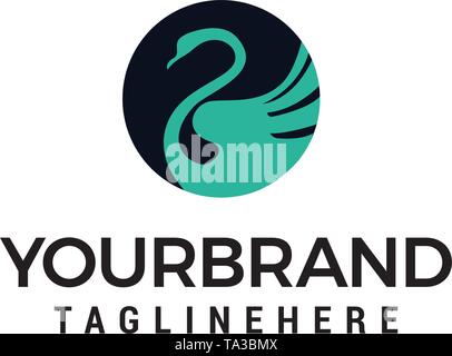 swan circle logo design concept template vector Stock Vector