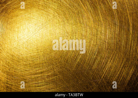 flat brushed brass texture with random pattern and light reflection Stock Photo