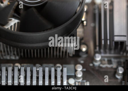 bastract dark pc hardware closeup background with selective focus Stock Photo