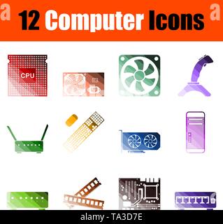 Computer Icon Set. Flat Color Ladder Design. Vector Illustration. Stock Vector