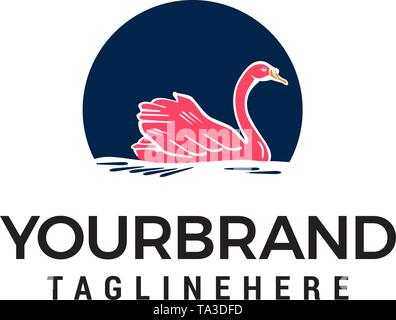 swan circle logo design concept template vector Stock Vector