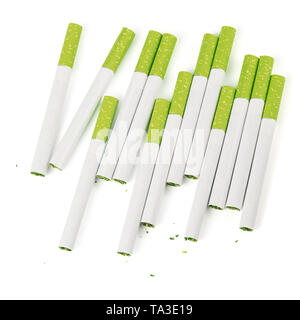 what does green filter cigarettes mean thirteen classic green filter cigarettes isolated on white background Stock  Photo