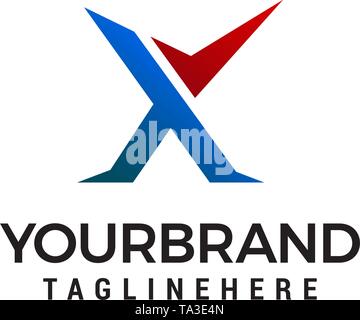 letter X check mark logo design concept template vector Stock Vector