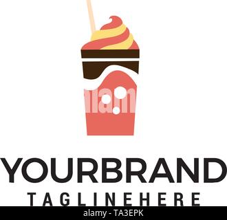 ice cream glass logo design concept template vector Stock Vector