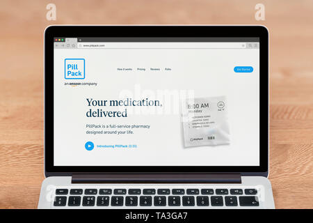 An Apple Macbook displays the PillPack website (Editorial use only). Stock Photo