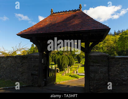 The traditional lych-gate leading to the churchyard of Hillsborough Parish Church, County Down, Ulster, Northern Ireland Stock Photo