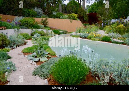 The Dubai Majlis Garden at the 2019 rhs chelsea flower show in london england Stock Photo