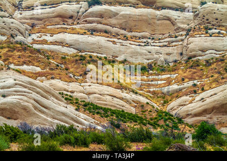 Earth Layers at Mormon Rock in the Cajon Pass, California Stock Photo