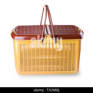 Hand craft plastic basket isolated white Stock Photo