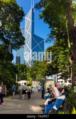 Hong Kong Park with Bank of China Tower in background Stock Photo - Alamy