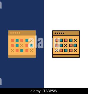 Calendar, Date, Event, Events, Month, Schedule, Timetable  Icons. Flat and Line Filled Icon Set Vector Blue Background Stock Vector
