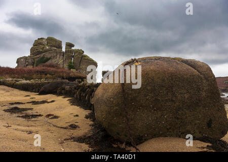 Dick's Carn (aka the Loaded Camel), Porth Hellick, St. Mary's, Isle of Scilly, UK Stock Photo