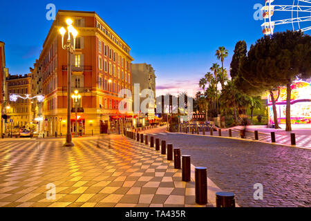 Street of Nice evening view, French riviera Stock Photo