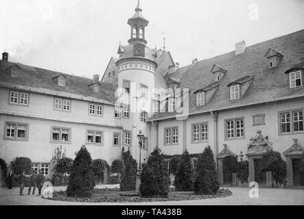 Exterior of the Renaissance castle Stolberg in the Harz Mountains in Prussia. Till the expropriation 1945 it was the seat of the counts and princes of Stolberg-Stolberg. Stock Photo