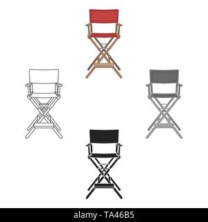 Director s chair icon in cartoon,black style isolated on white background. Films and cinema symbol vector illustration. Stock Vector