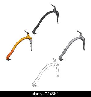 Ice ax.Mountaineering single icon in cartoon,black style vector symbol stock illustration . Stock Vector