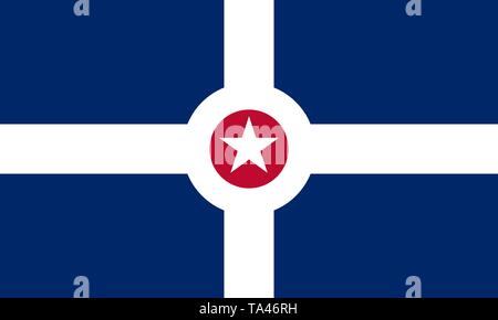 Indianapolis official flag, Indiana state. United States of America. Indy, Circle City, Naptown, Railroad City, Crossroads of America Stock Vector