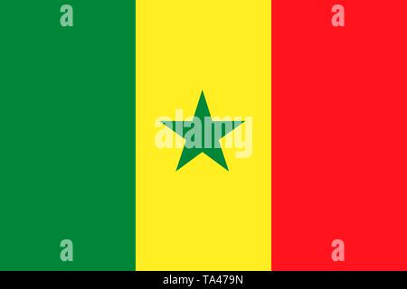 The national flag of Senegal. Vector illustration. Dakar Stock Vector