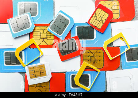 Many sim cards, closeup Stock Photo