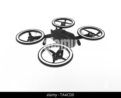 3D illustration of a black drone isolated in white background Stock Photo