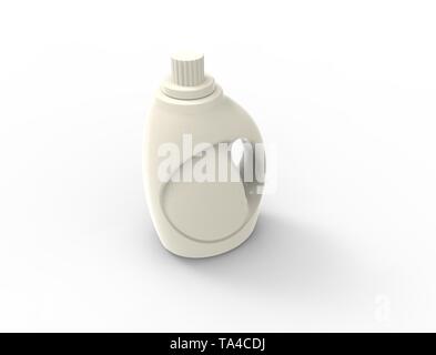3D rendering of a white washing powder plastic bottle in white ...
