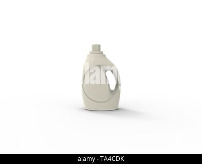 3D rendering of a white washing powder plastic bottle in white ...