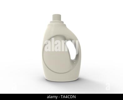 3D rendering of a white washing powder plastic bottle in white ...
