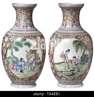 A Pair Of Chinese Vases Of Eggshell Porcelain Qianlong Marks