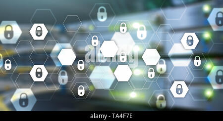 Cyber security abstract technology banner background. Data protection, information privacy Stock Photo