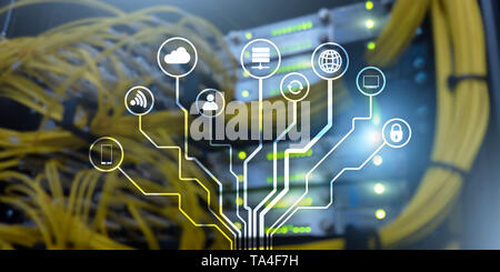 IOT. Internet of Things. Information Communication Network. Artificial Intelligence. Website banner.Datacenter background Stock Photo