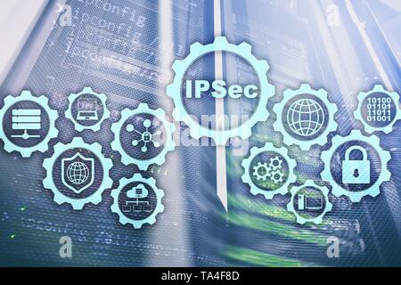 IP Security. Data Protection Protocols. IPSec. Internet and Protection Network concept. Stock Photo