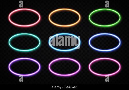 Oval frames collection. Circle chrome background. Stock Vector
