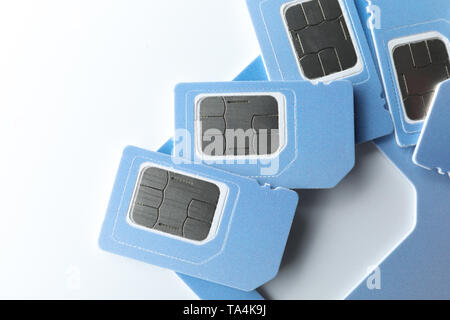 Sim cards on white background Stock Photo