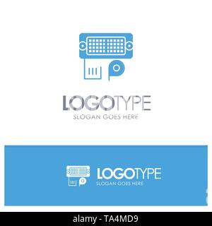 Adapter, Connection, Data, Input Blue Solid Logo with place for tagline Stock Vector