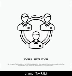 Team, Business, Communication, Hierarchy, People, Social, Structure Line Icon Vector Stock Vector