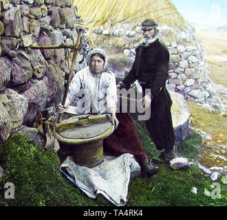 Grinding Corn, crofters, isle of Skye Stock Photo