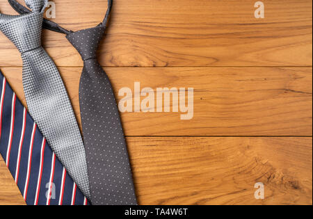 event design concept - top view of fathers day layout with 3 tie, copy space for mock up Stock Photo