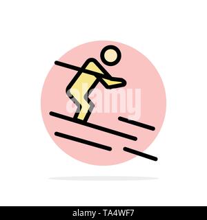 Activity, Ski, Skiing, Sportsman Abstract Circle Background Flat color Icon Stock Vector