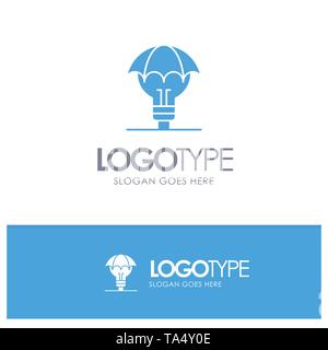 Protected Ideas, Copyright, Defense, Idea, Patent Blue Solid Logo with place for tagline Stock Vector