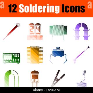 Soldering Icon Set. Flat Color Ladder Design. Vector Illustration. Stock Vector