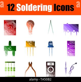 Soldering Icon Set. Flat Color Ladder Design. Vector Illustration. Stock Vector