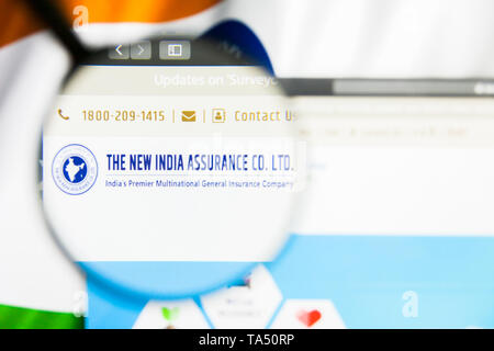 New York, New York State, USA - 21 May 2019: Illustrative Editorial of indian company New India Assurance Company website homepage. New India Assuranc Stock Photo