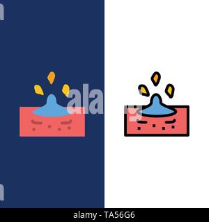 Drop, Rain, Rainy, Water  Icons. Flat and Line Filled Icon Set Vector Blue Background Stock Vector
