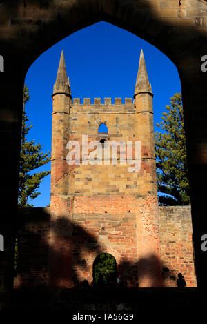 Church ruins.  World Heritage listed Port Arthur convict penal settlement in Tasmania was established in the 1830s and is the best preserved convict s Stock Photo
