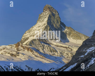Matterhorn in the sunrise, Cerium-weakly, Valais, Switzerland, Matterhorn im Sonnenaufgang, Zermatt, Wallis, Schweiz Stock Photo