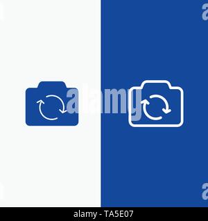 Camera, Refresh, Basic, Ui Line and Glyph Solid icon Blue banner Line and Glyph Solid icon Blue banner Stock Vector