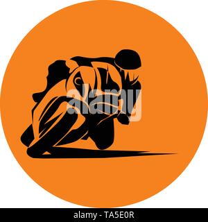 racer ride sportbike eps 10 vector isolated icon Stock Vector